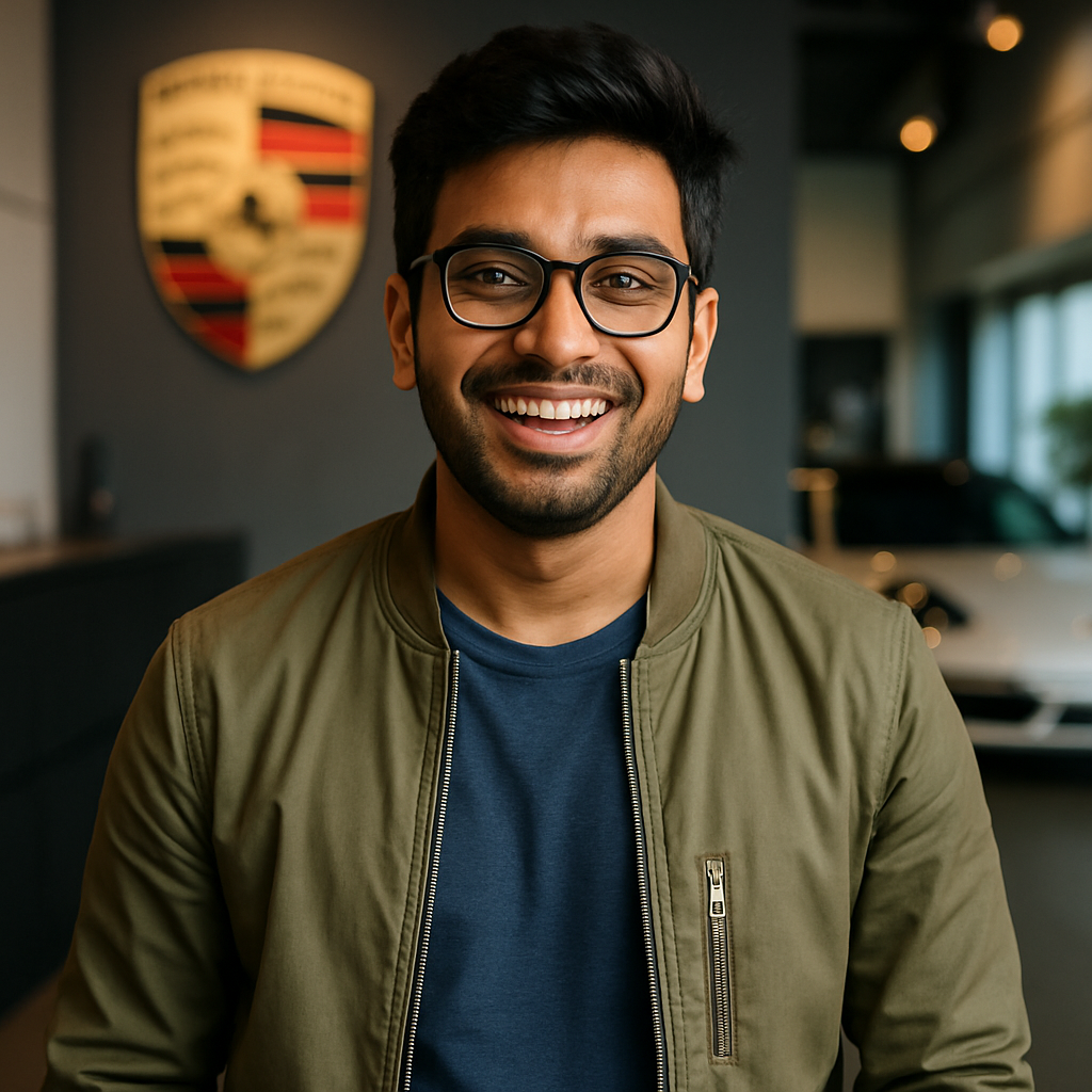 Portrait of Amir Patel, Porsche Enthusiast