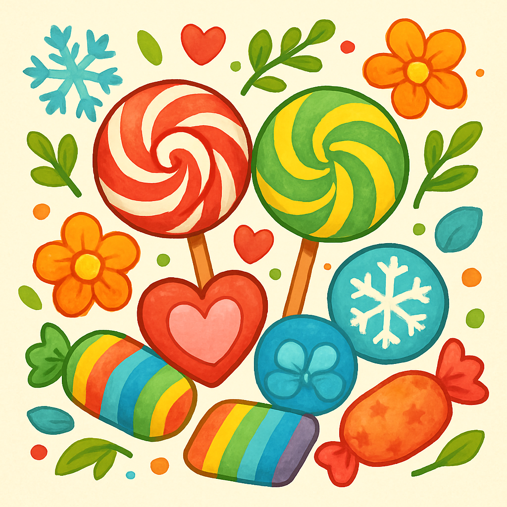 Festive candies with seasonal decorations